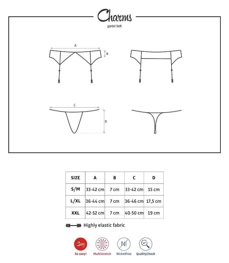 Have you been thinking about something absolutely special? T... Obsessive - Charms Garter Belt & Thong - Black - XXL photo-11