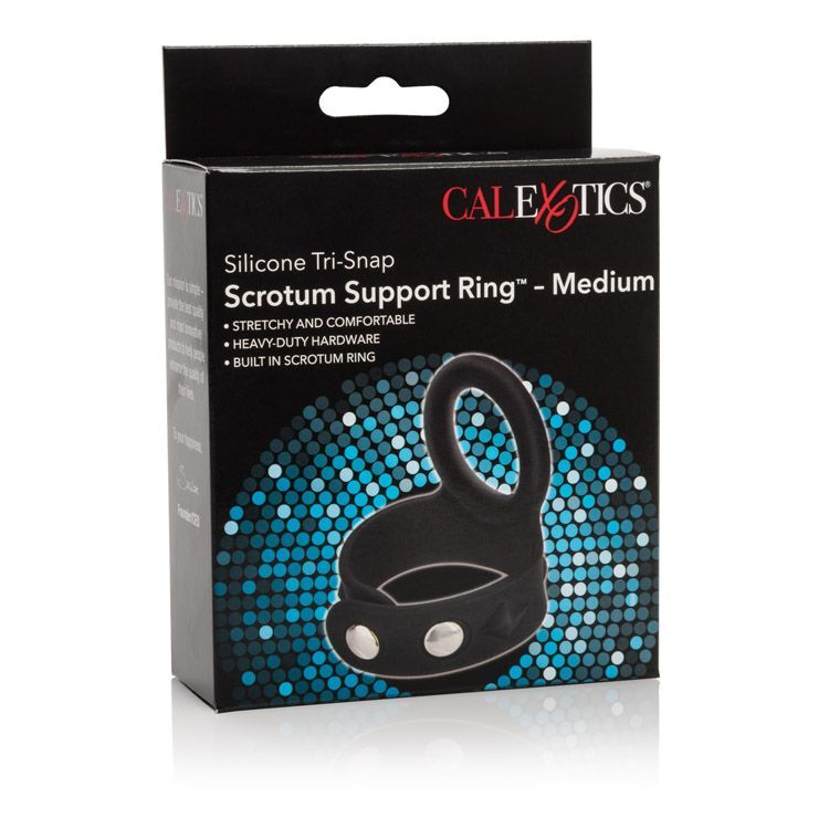 Maximize your orgasmic pleasure with the Silicone Tri-Snap S... CEN - 3-Snap Scrotum Ring Medium - Black photo-5