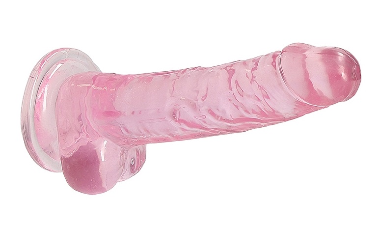 This REALROCK CRYSTAL CLEAR model has been designed with rea... RealRock - 7" Realistic Dildo w Balls - Pink photo-4