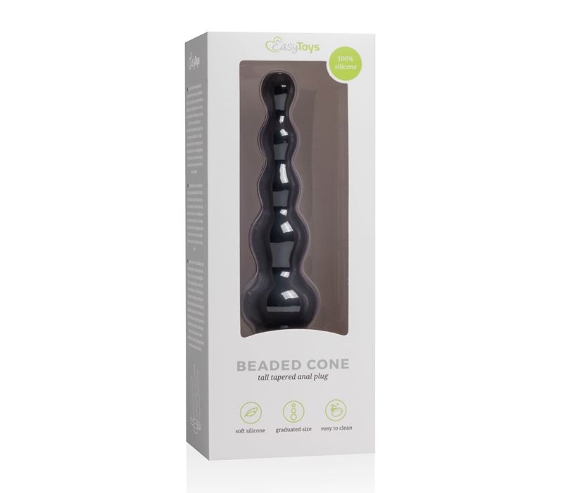 Complement your anal collection with this special beaded dil... Easytoys - Beaded Cone Anal Plug - Black photo-5