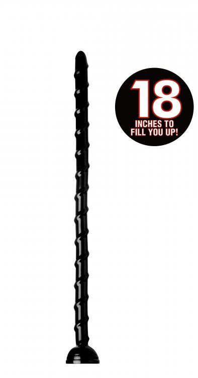 Long and thin for deep, slithering stimulation! This firm, b... Hosed - 1″ Swirl Hose - 18″ Long - Black photo-5