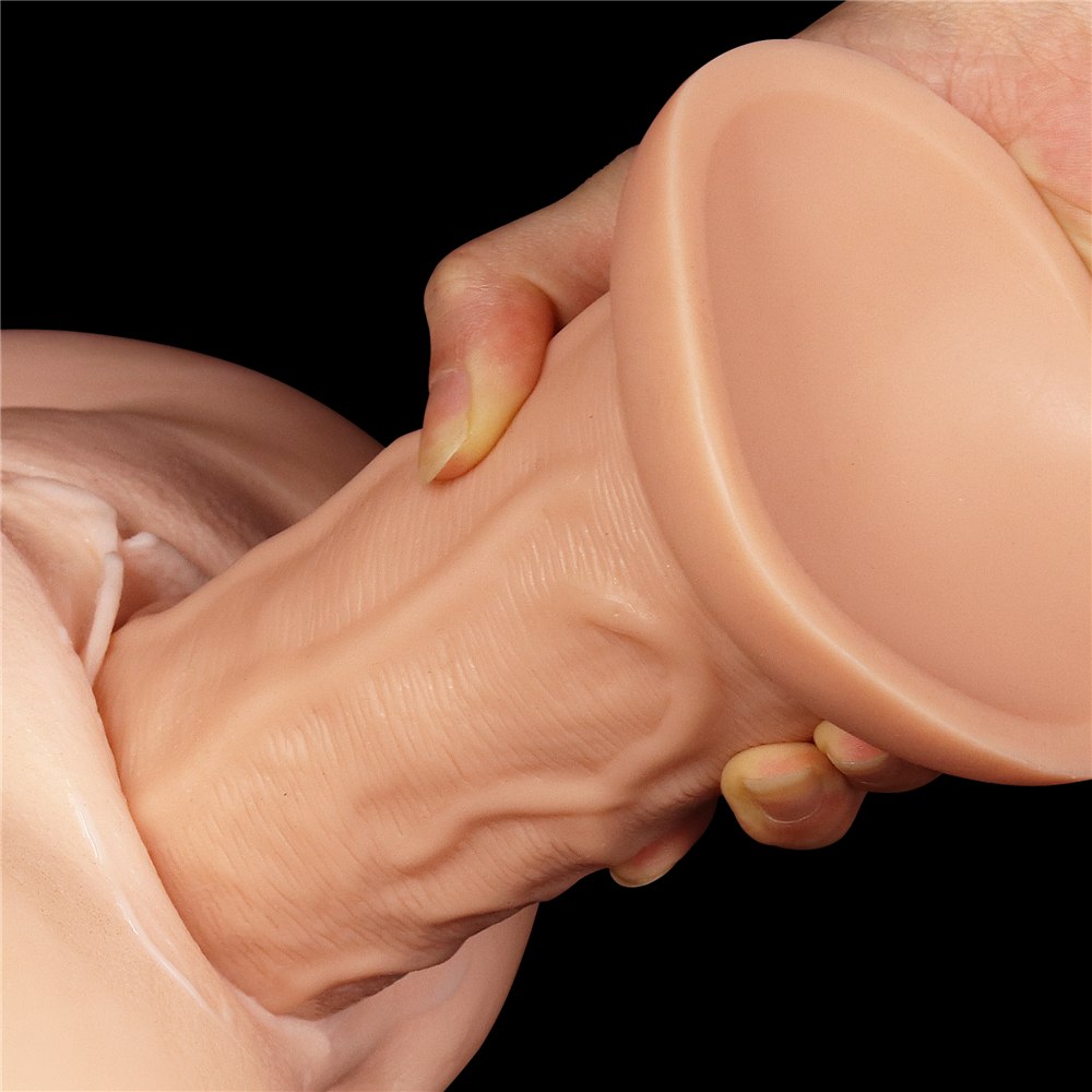 Explore every inch of legendary king-sized realistic dildo f... Lovetoy - 9.5" Realistic Curved Dildo - Flesh photo-9