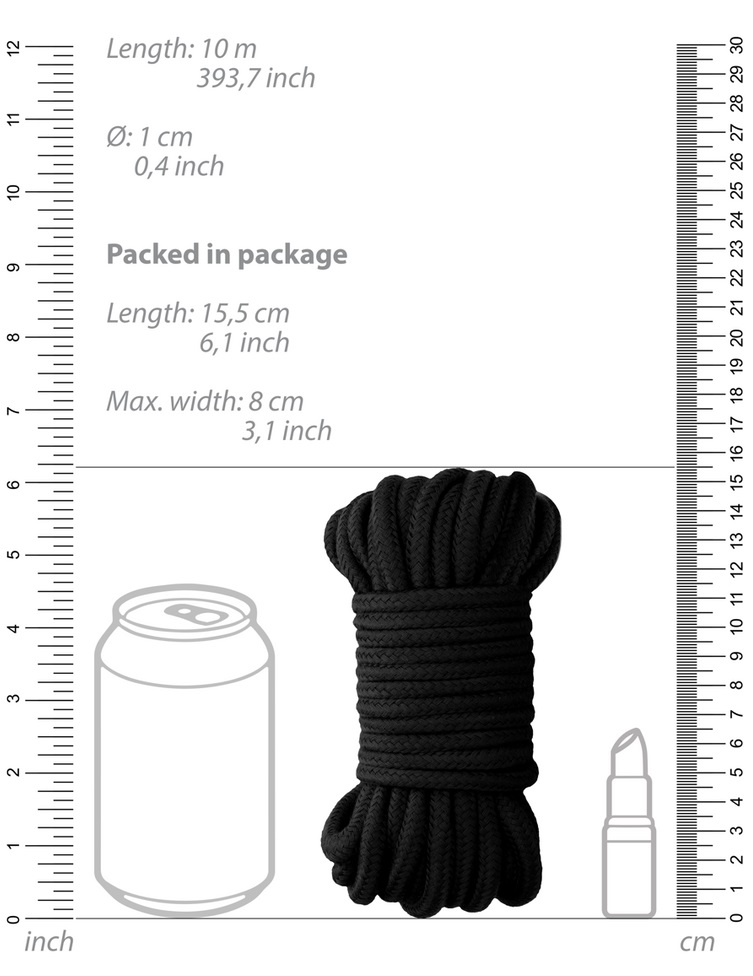 Let OUCH! show you the ropes! This Thick Bondage Rope has a ... Ouch - Thick Bondage Rope 10m - Black photo-5