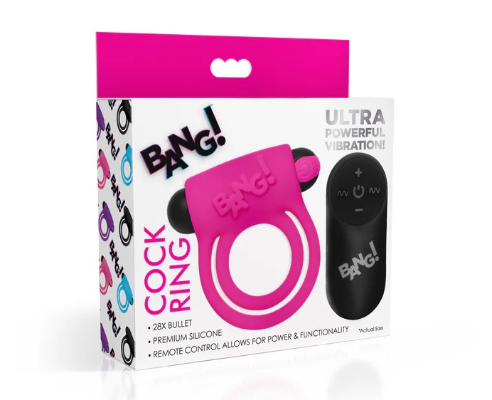 Enhance your cock with this velvety silicone ring and vibrat... Bang! - 28X Vibro Cock Ring - Pink photo-6