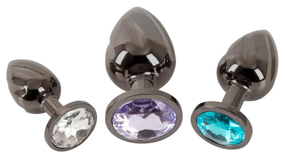 The Metal Butt Plug Set with Diamonds from ANOS has 3 metal ... ANOS - Metal Butt Plug Set photo-4