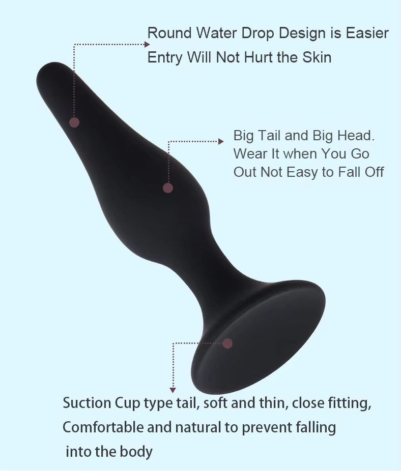 Round water drop design is easier entry will not hurt the sk... MT - Suction Cup Plug S - Black photo-5