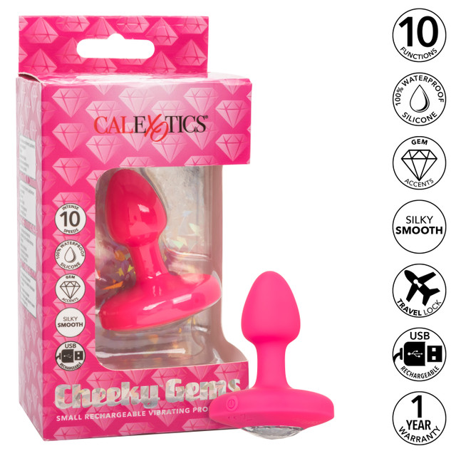 The Cheeky Gem Small Rechargeable Vibrating Probe is a dazzl... CEN - Cheeky Gems Small Vibro Plug - Pink photo-9