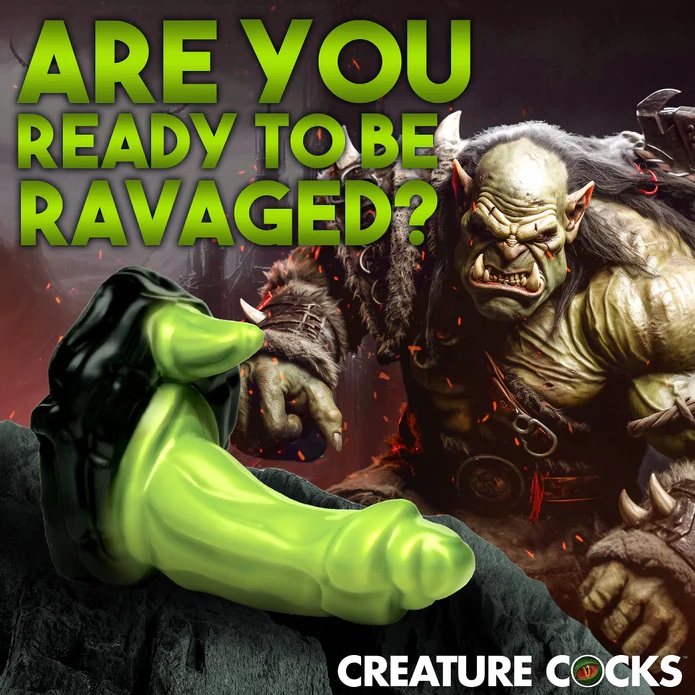 This massive Orc rod has an extra surprise at the base! The ... Creature Cocks - Orc Dildo - Green photo-4