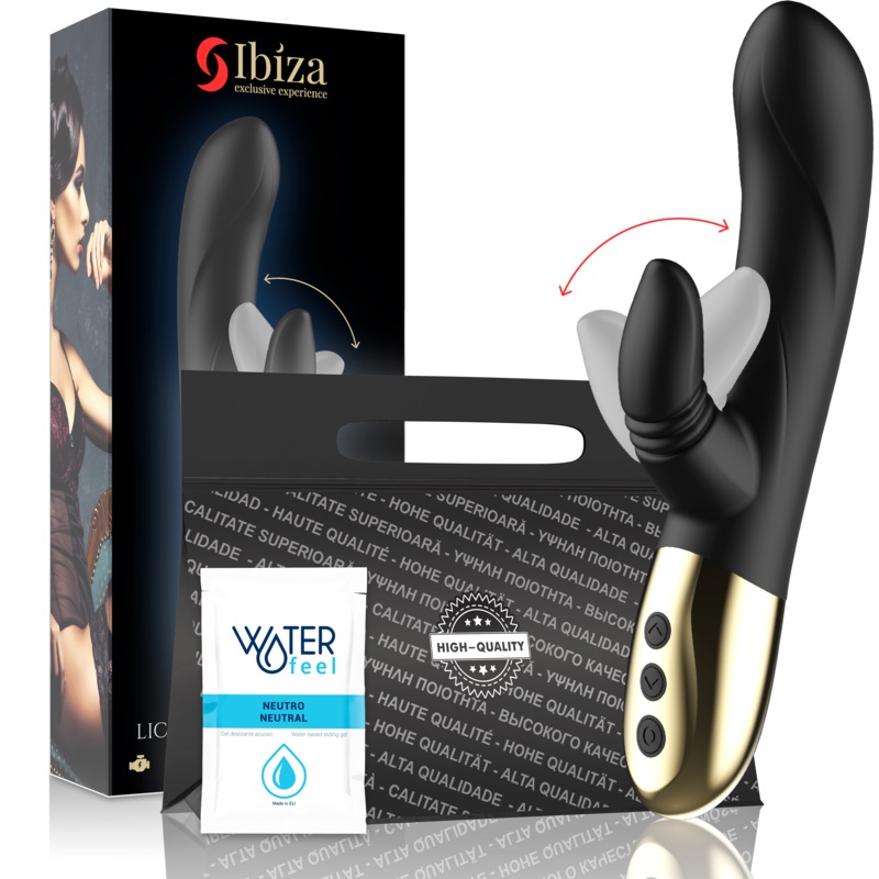 The perfect hug! The Licking rabbit vibrator with 2 powerful... Ibiza - Licking Rabbit Vibrator - Black photo-8