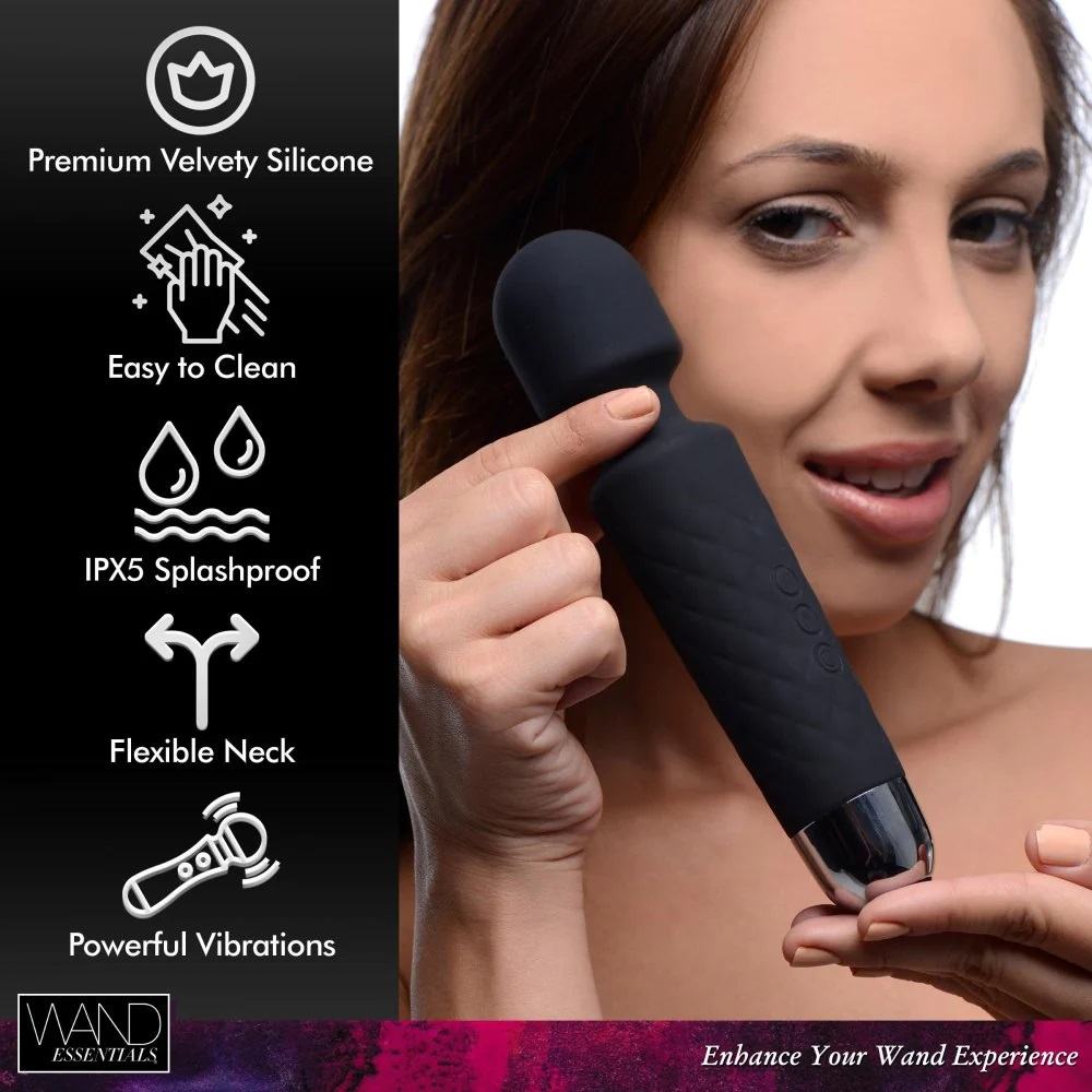 Relax in luxury with this velvety, powerful massager. Feel t... Wand Essentials - 18X Luxury Travel Massager - Black photo-6