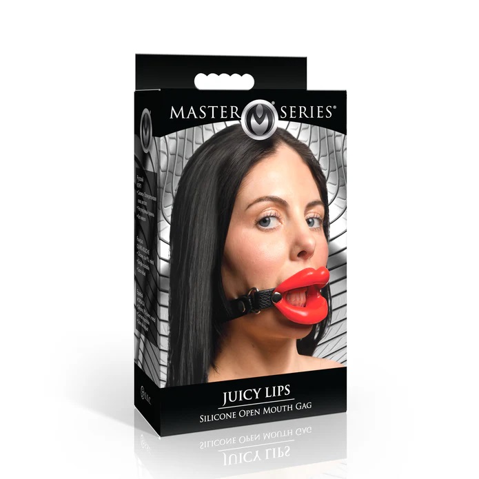 Excellent for sissy and bimbo play, this humiliating accesso... Master Series - Juicy Lips Open Mouth Gag - Red photo-6