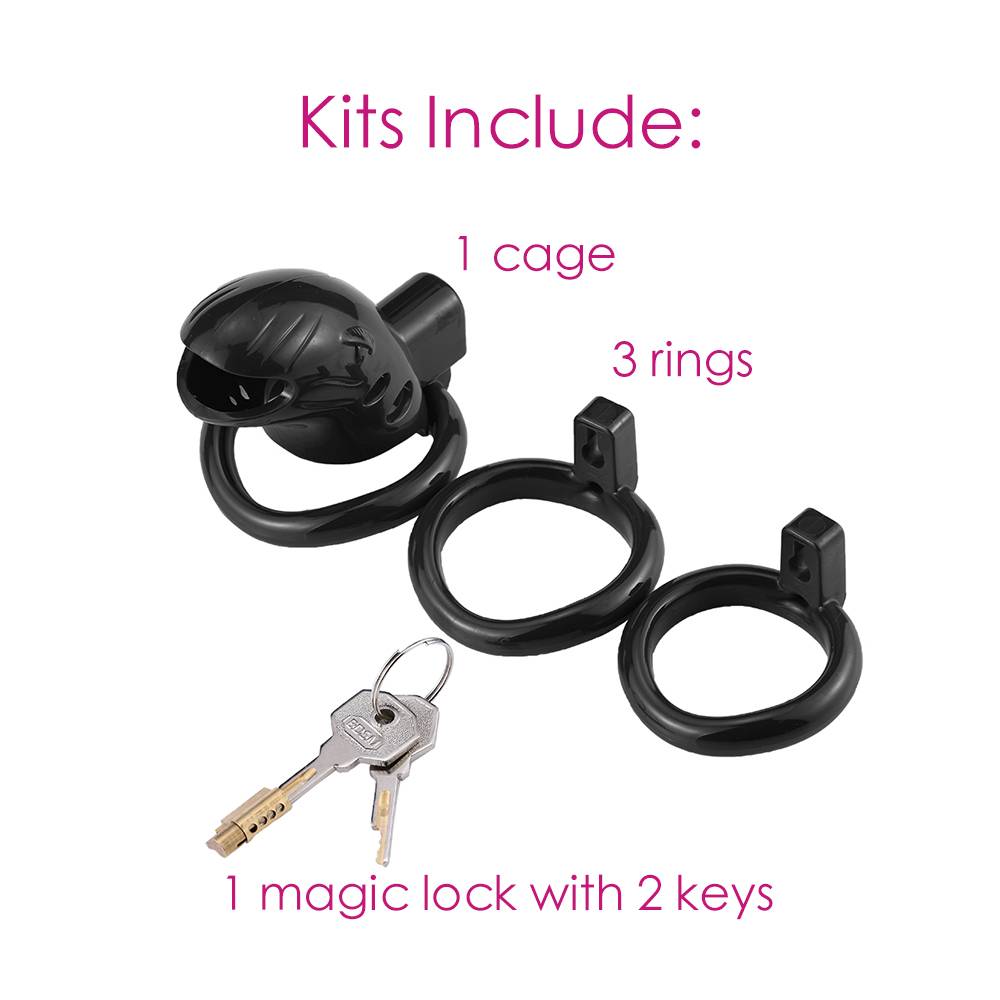 Male lockable chastity device made from safe and comfortable... MT - Plastic Chastity Cage w Magic Lock - Black photo-15