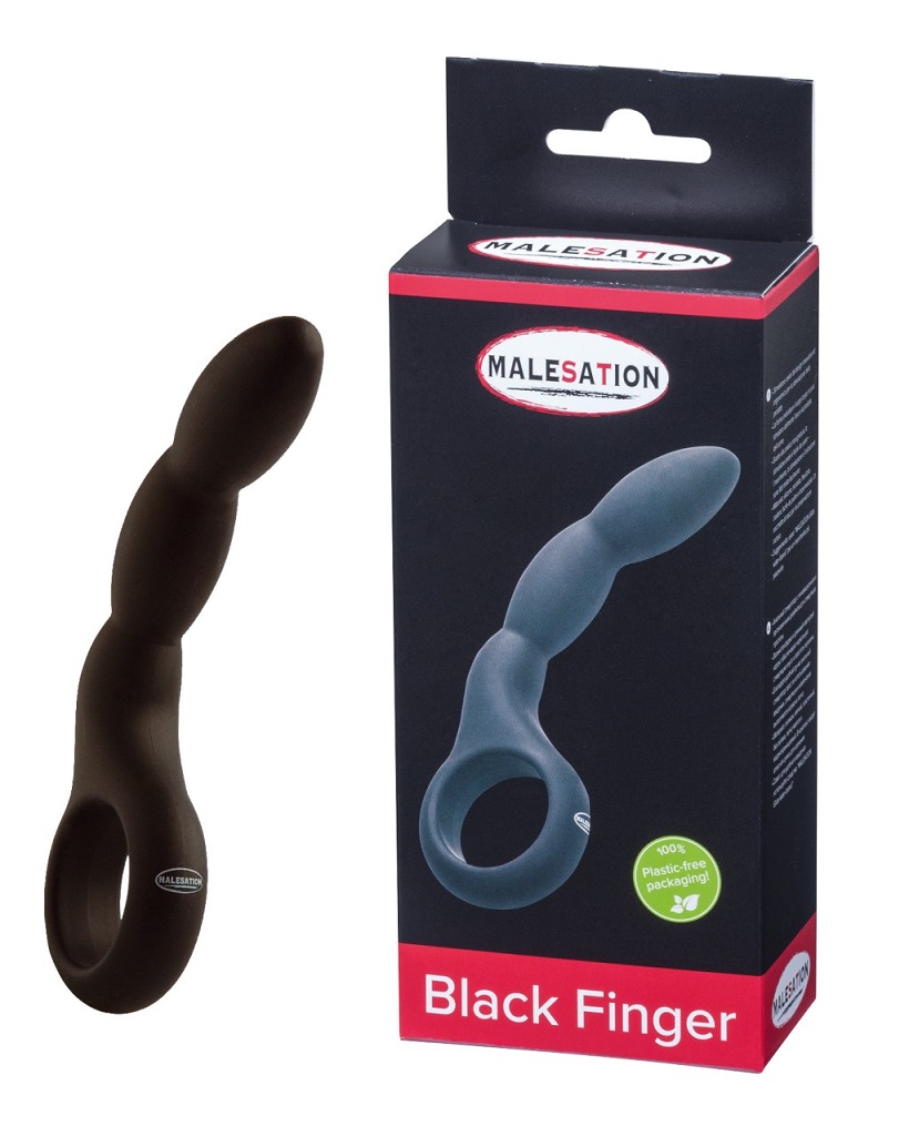 Flexible anal finger with handle. Highly imaginative and erg... Malesation - Black Finger Plug photo-2