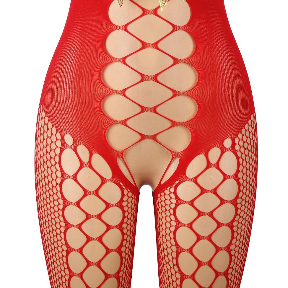 White fluffy trim sewn below the chest, adorned with a bow, ... Ohyeah - Christmas Fluffy Bodystocking - Red photo-10