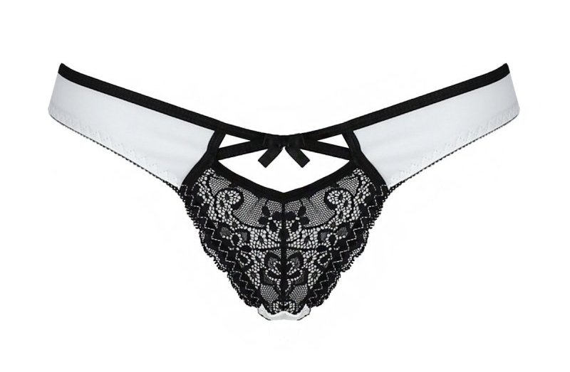 A sophisticated cut and classic white fabric with lace detai... Passion - Fenena Thong - White - S/M photo-5