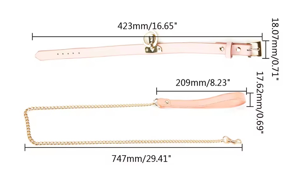 Bondage collar with leash
Material: Genuines leather MT - Collar w Leash - Pink photo-5