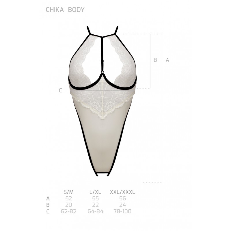 A fantastic combination of white with black details. This un... Passion - Chika Body - Cream - S/M photo-7