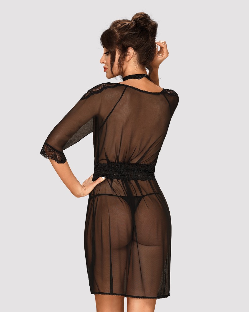 With this robe, the word “fun” takes on a new meaning! Sensu... Obsessive - Lucita Peignoir - Black - S/M photo-6