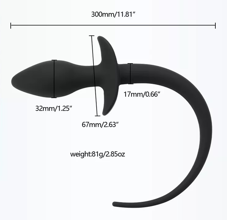 Silicone butt plug with long tail MT - Gecko Butt Plug - Black/Blue photo-3