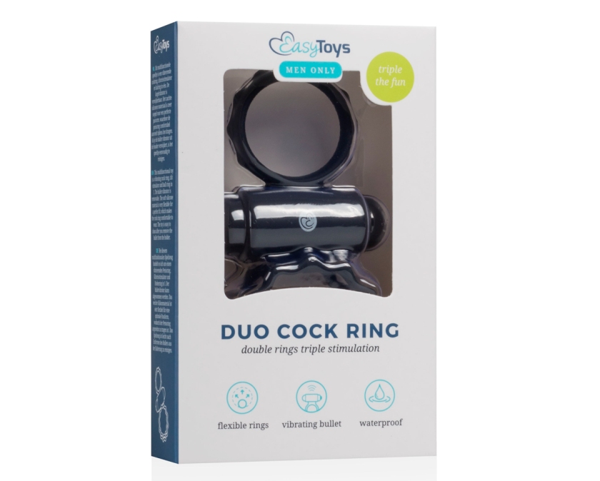 This multifunctional toy is a vibrating cock ring, clit stim... Easytoys - Duo Cock Vibro Ring - Black photo-5
