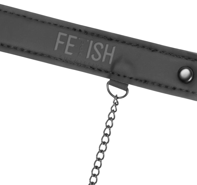 FETISH SUBMISIVE vegan leather collar with nipple clamp atta... Fetish Submissive - O Ring Gag w Nipple Clips - Black photo-4
