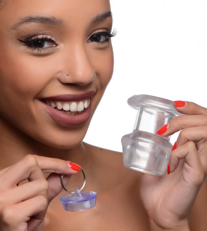 Stretch them open wide and plug them up how you wish! With t... Master Series - Ass Bung Hollow Anal Dilator M - Clear photo-2