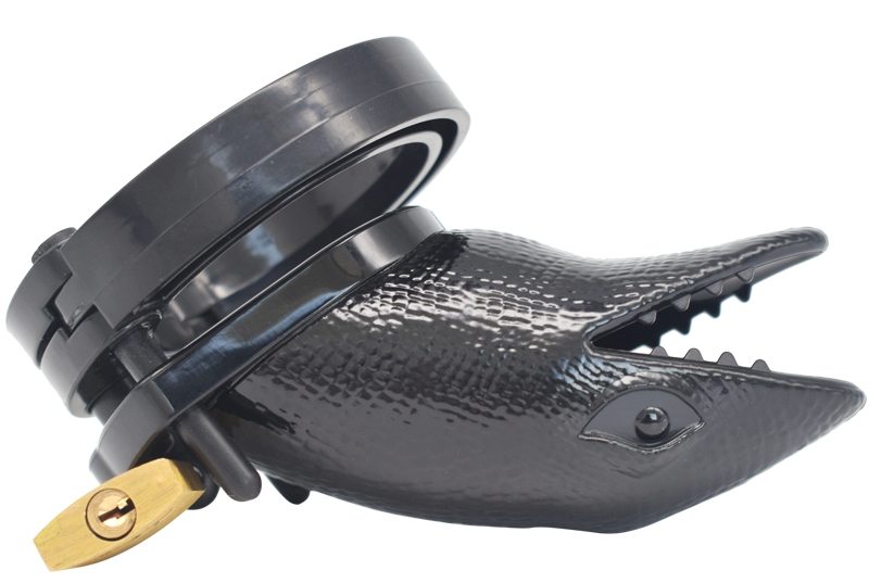 Short Crocodile head chastity cage
Total high: 110mm
Cage h... FAAK - Short Crocodile Chastity Cage - Black photo-8