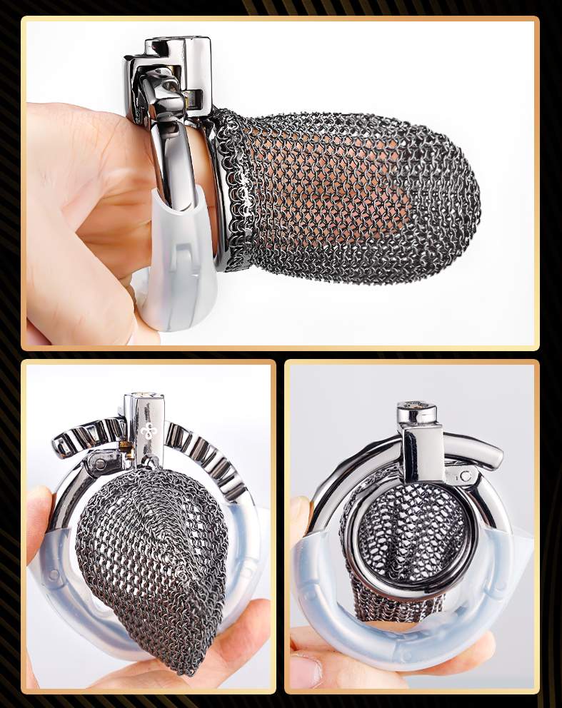 Porous and breathable metal lock with MAX cooling power and ... Sevanda - Hauberk Chastity Cage L - Black photo-15