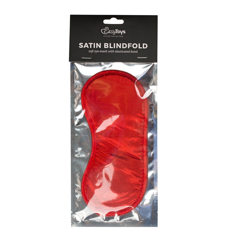 Enjoy the exciting sensation of being stripped of your sight... Easytoys - Satin Eye Mask - Red photo-2
