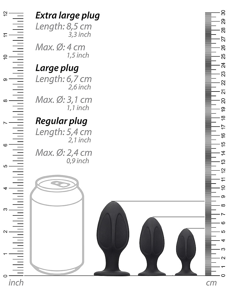 These butt plugs are made of silky soft silicone and is tape... Ouch - Diamond Shape Butt Plug Set - Black photo-6