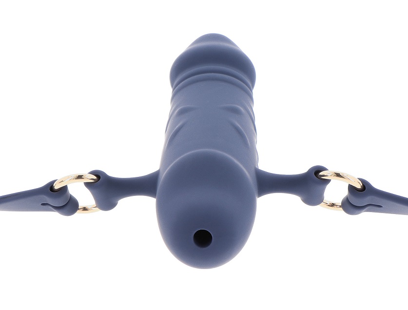 Embark on a captivating bondage experience with the TABOOM B... Taboom - Supreme Breathable Penis Gag - Blue photo-4