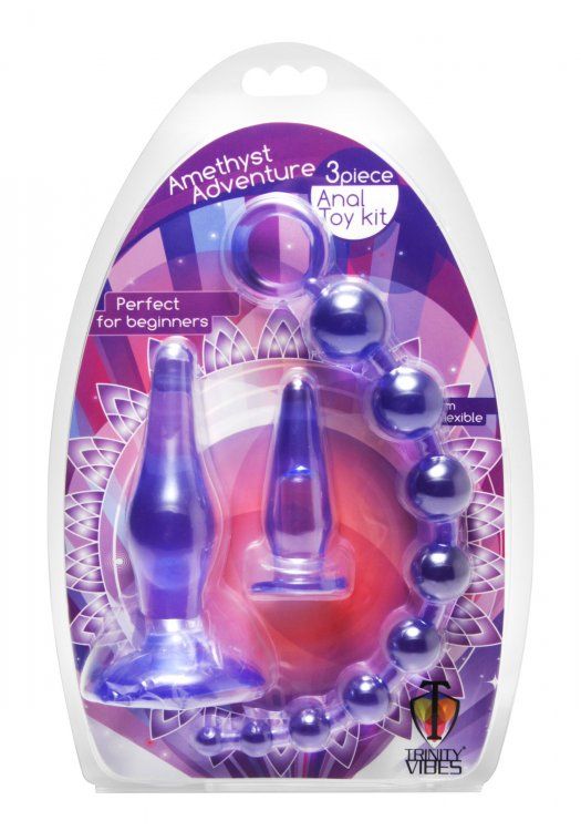 This 3 piece amethyst adventure kit is perfect for beginners... Trinity Vibes - Amethyst Adventure 3 Piece Anal Toy Kit - Purple photo-2