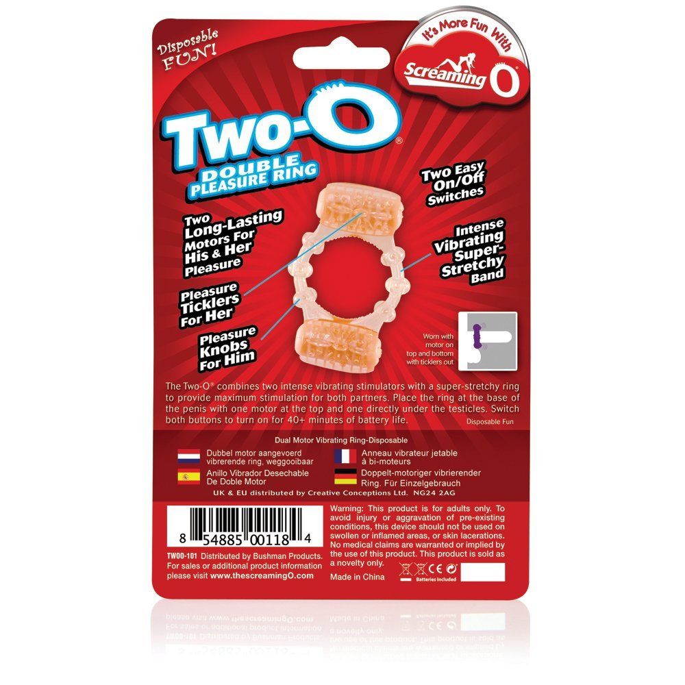 The Two-O vibrating ring features two mini motors attached t... The Screaming O - The Two-O - Pink photo-6