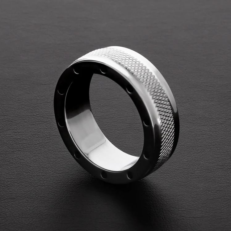 This cockring has a unique knurled outside and is designed w... Steel - Cool Metal Ring 45mm photo-2