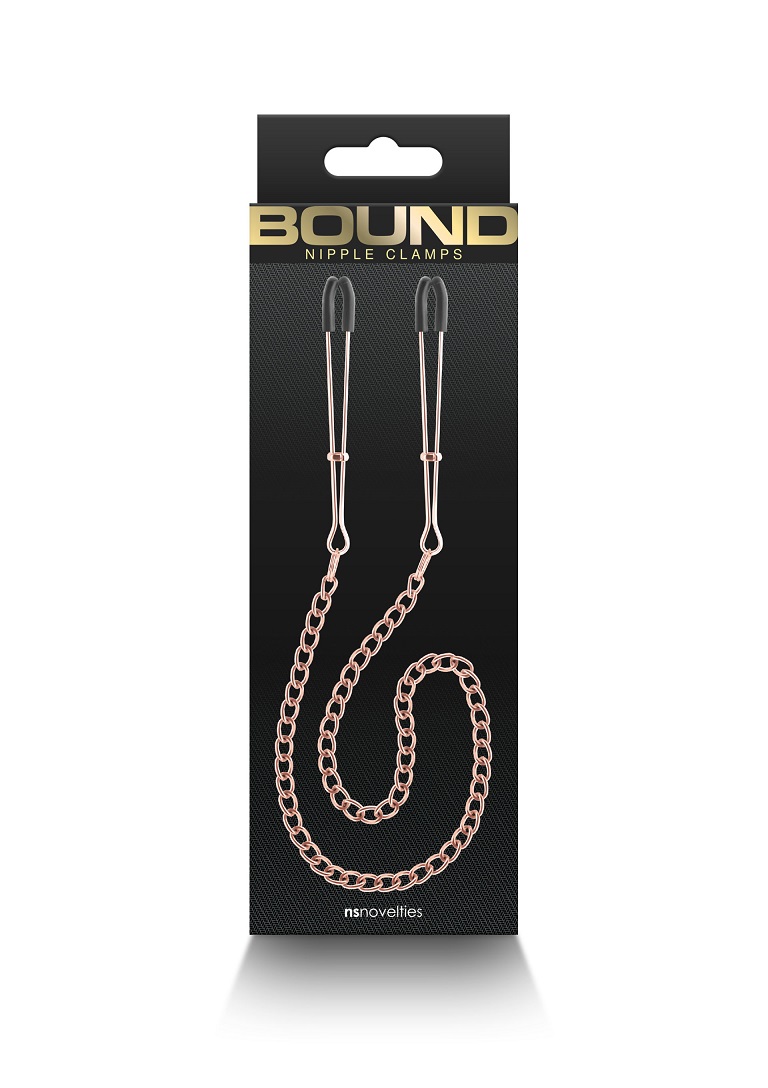 Bound Adjustable Nipple Clamps are for erotic and stimulatin... NS Novelties - Bound DC3 Nipple Chain Clamps - Rose Gold photo-3