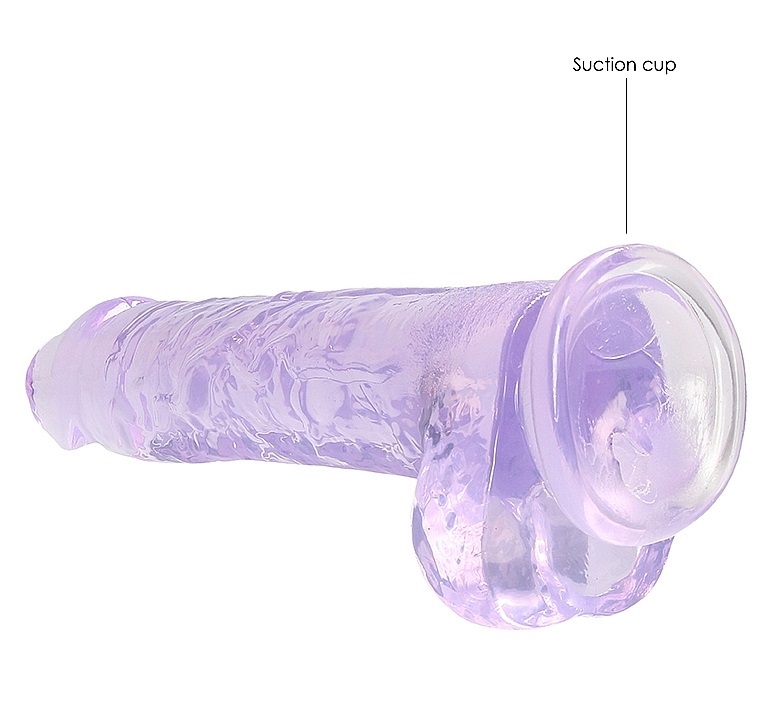 This REALROCK CRYSTAL CLEAR model has been designed with rea... RealRock - 8" Realistic Dildo w Balls - Purple photo-6