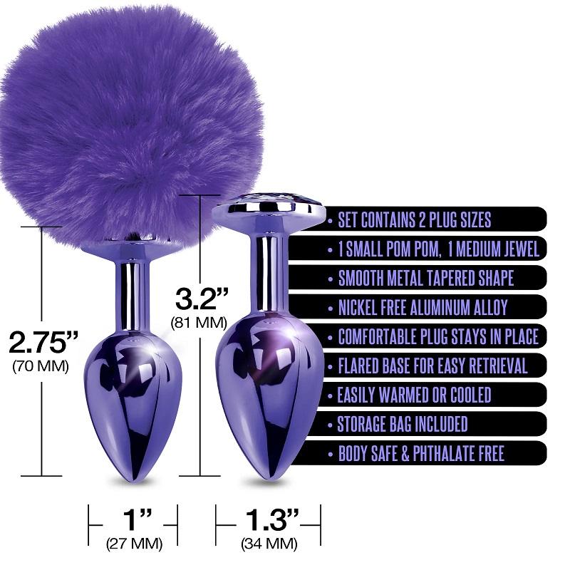 Adorn your derriere with the NIXIE Metal Butt Plug Set in me... Nixie - Pom Pom Metal Plug Set - Purple photo-2