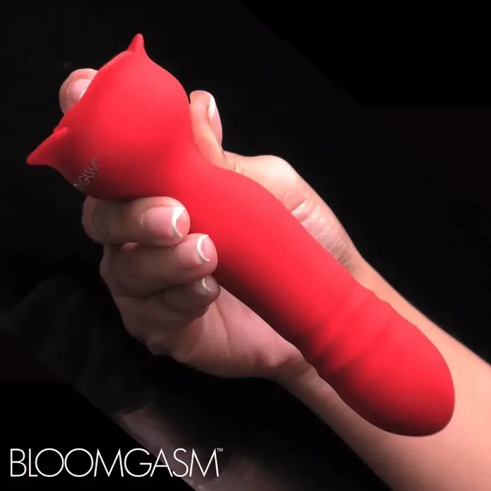 Elevate your intimate moments with the Rose Delight Silicone... Bloomgasm - Rose Delight Thrusting Vibrator - Red photo-5
