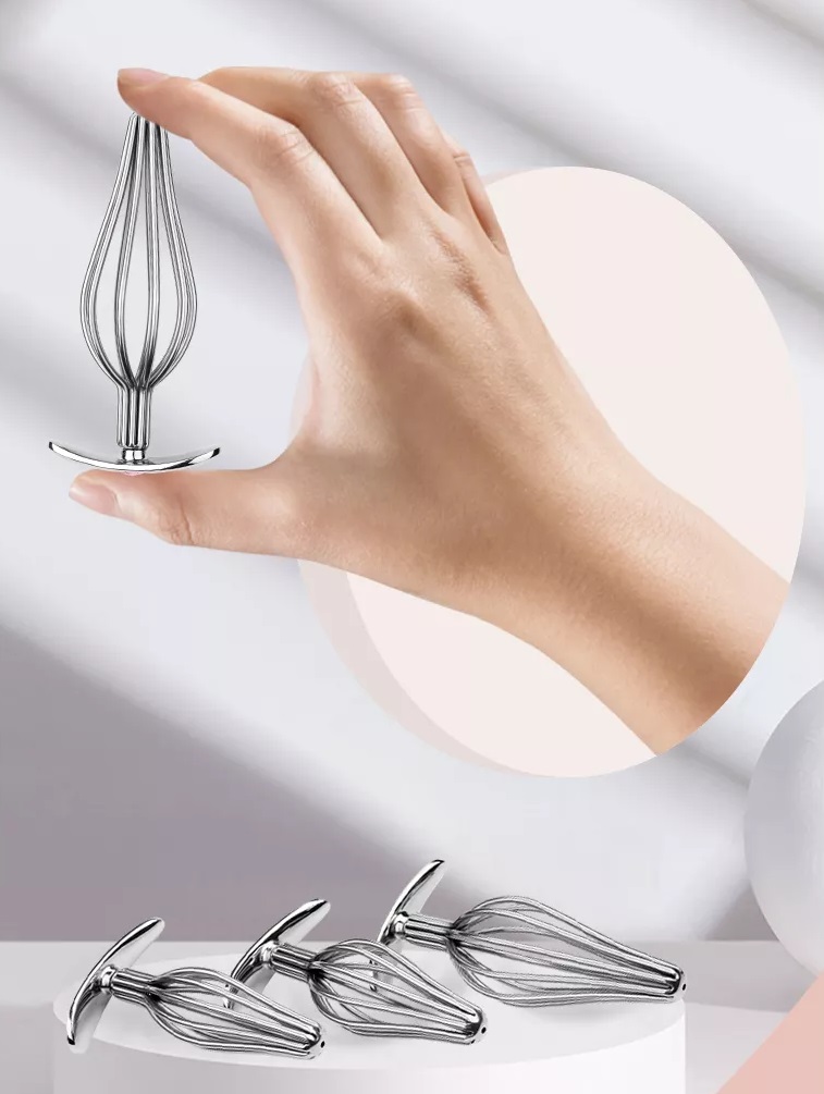 Teasing butt plug with smooth curve shape safe and comfortab... MT - Hollow Anal Plug M - Silver photo-3