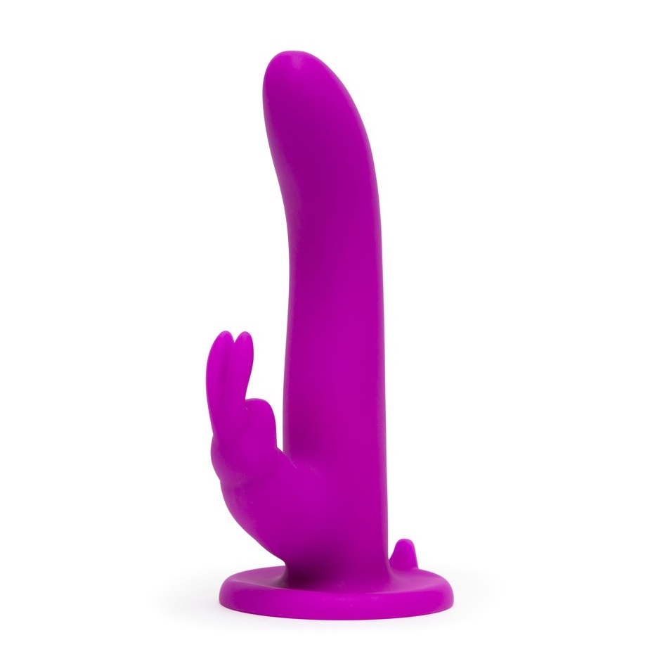 Harness with stimulator in the shape of a bunny made of sili... Happy Rabbit - Vibro Strap-On Harness Set - Purple photo-3