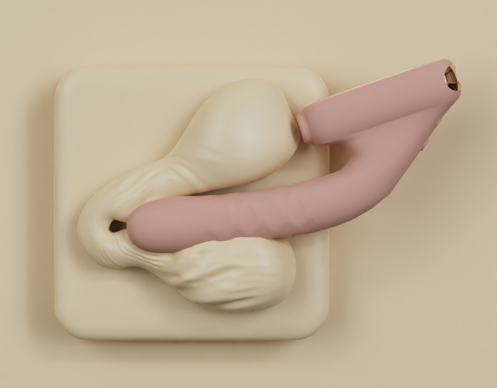 #7 Thrusting Vibrator with Suction adopts an advanced and si... Qingnan - Thrusting Vibrator w Suction #7 - Flesh Pink photo-14