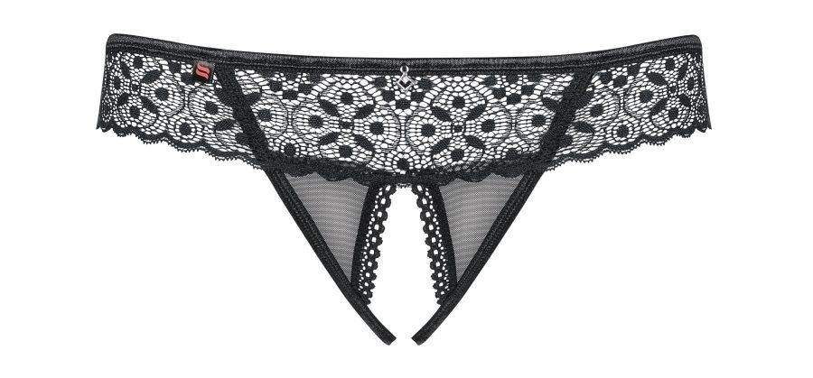 Wanna spice up a romantic evening with your lover? This naug... Obsessive - Shibu Crotchless Thong - Black - S/M photo-10