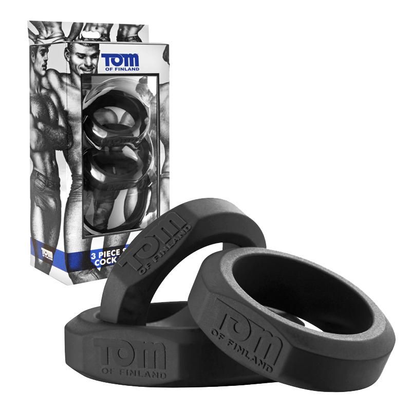 This 3 piece silicone cock ring set has triple the size opti... TOF - 3 Piece Silicone Cock Ring Set - Black photo-8