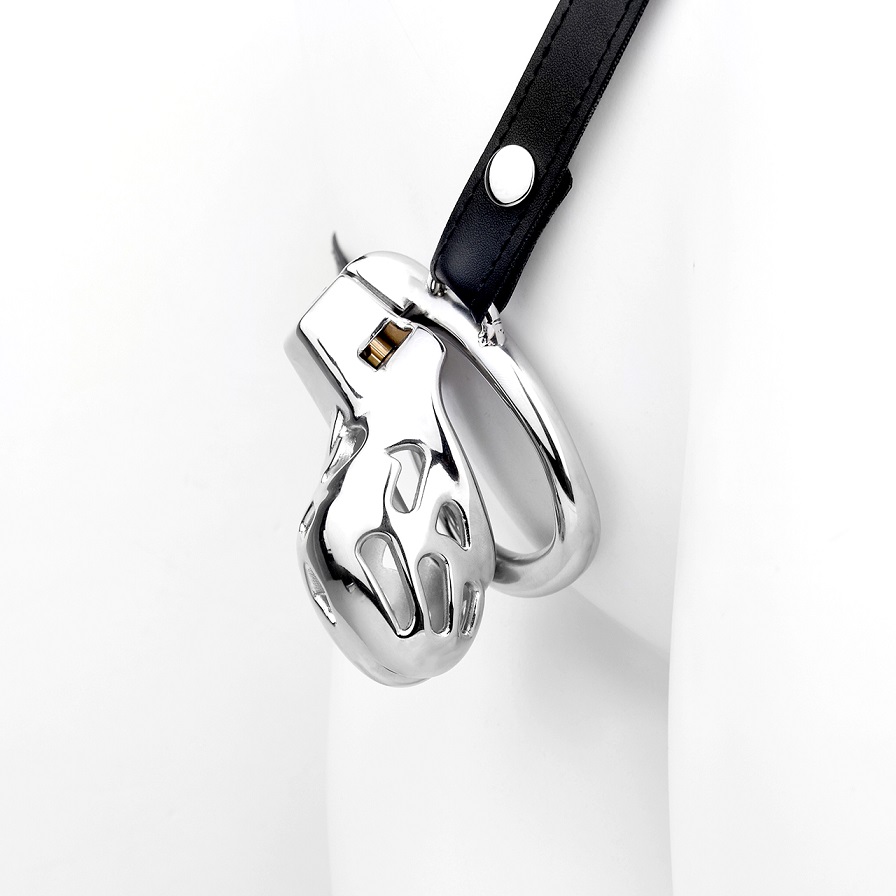 Material: 304 Stainless steel &... FAAK - Chastity Cage 183 w Belt - Silver photo-2