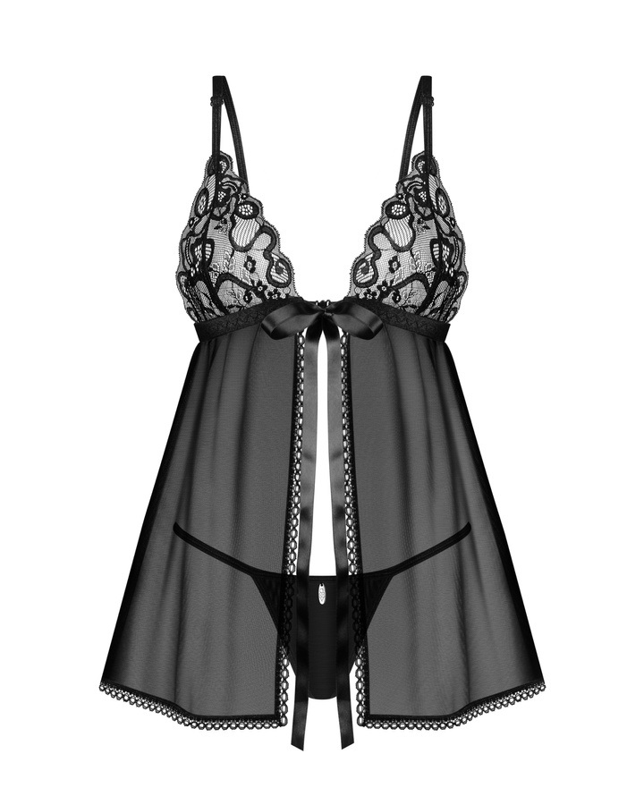 Unveil your alluring side with the Blomentis babydoll set. T... Obsessive - Blomentis Babydoll - Black - M/L photo-4