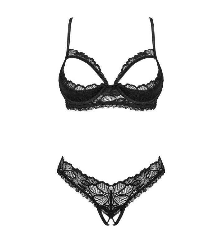 Not afraid to experiment? Would you like to gift your body e... Obsessive - Serafia Crotchless 2pcs Set - Black - M/L photo-5