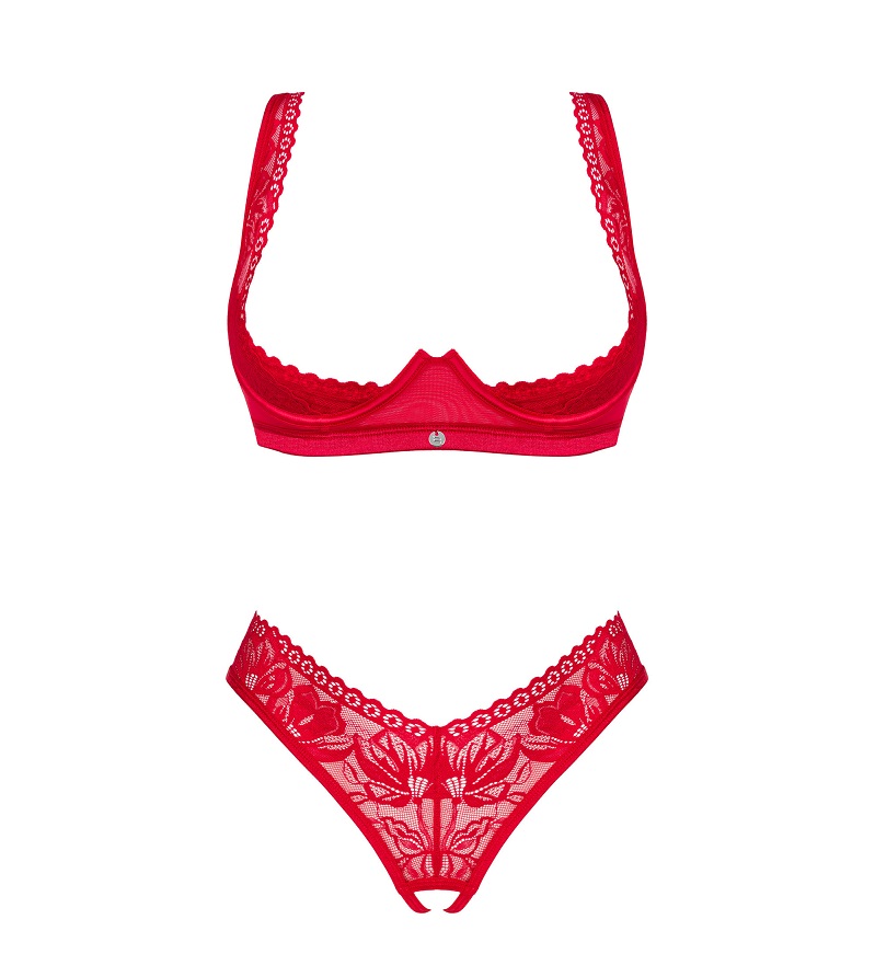 Are you looking for bold lingerie that ignites the senses an... Obsessive - Lacelove Crotchless 2pcs Set - Red - XL/XXL photo-7