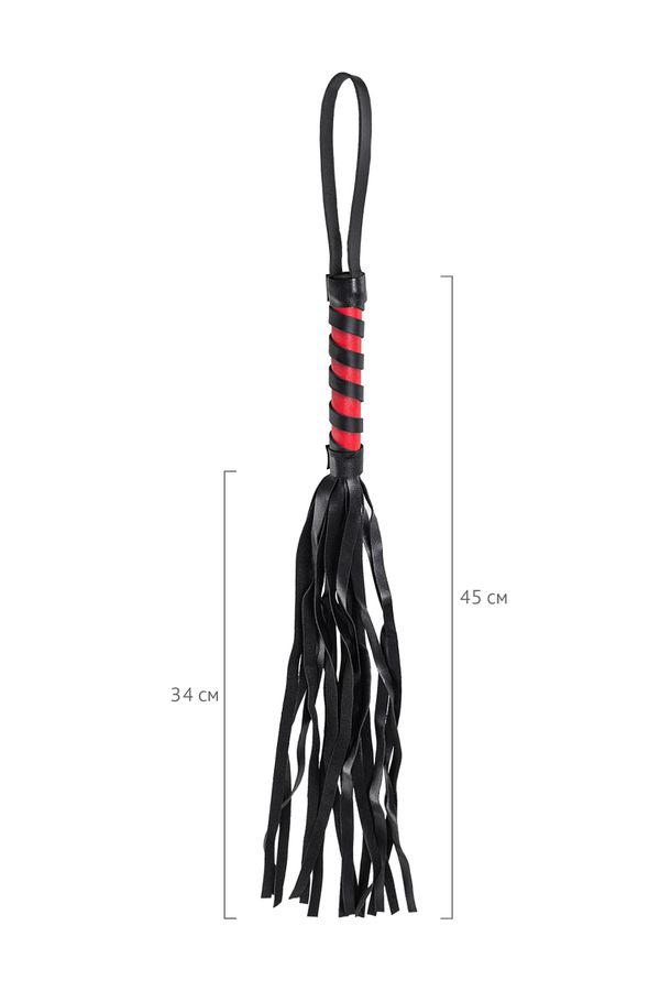 Stylish suede flogger with 40 tails and stiff handle, decora... Anonymo - Flogger 45cm - Black photo-7