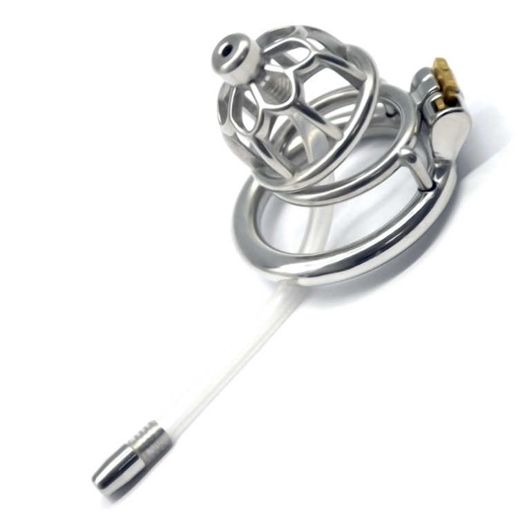 Total high: 52mm &nb... FAAK - Chastity Cage 01 w Catheter 45mm - Silver photo-6