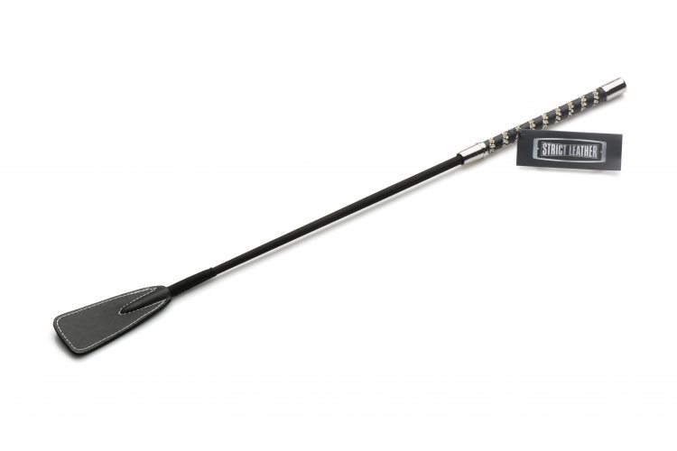 Add a little razzle dazzle to your dungeon collection with t... Strict - Short Leather Riding Crop - Black photo-7